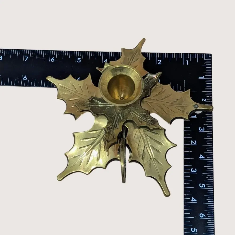 Mid-Century Brass Leaf Candlestick Holders Made In India
